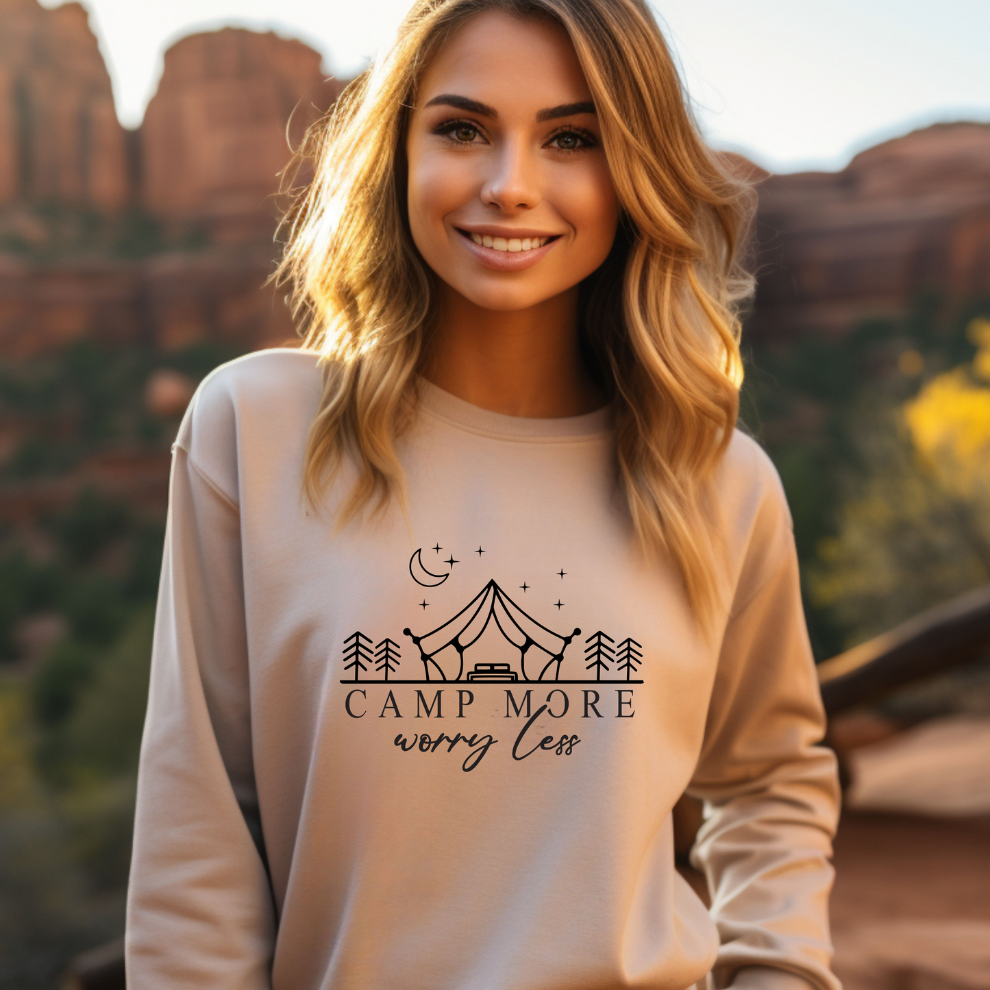 Camp More Worry Less - Unisex Heavy Blend™ Crewneck Sweatshirt