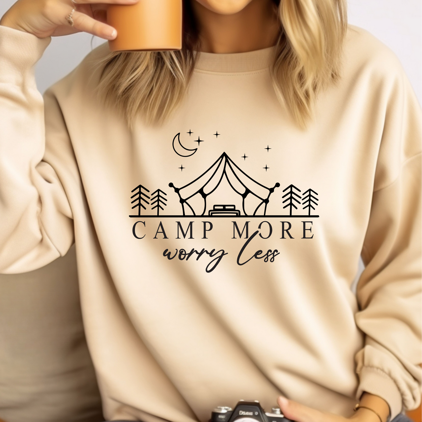 Camp More Worry Less - Unisex Heavy Blend™ Crewneck Sweatshirt