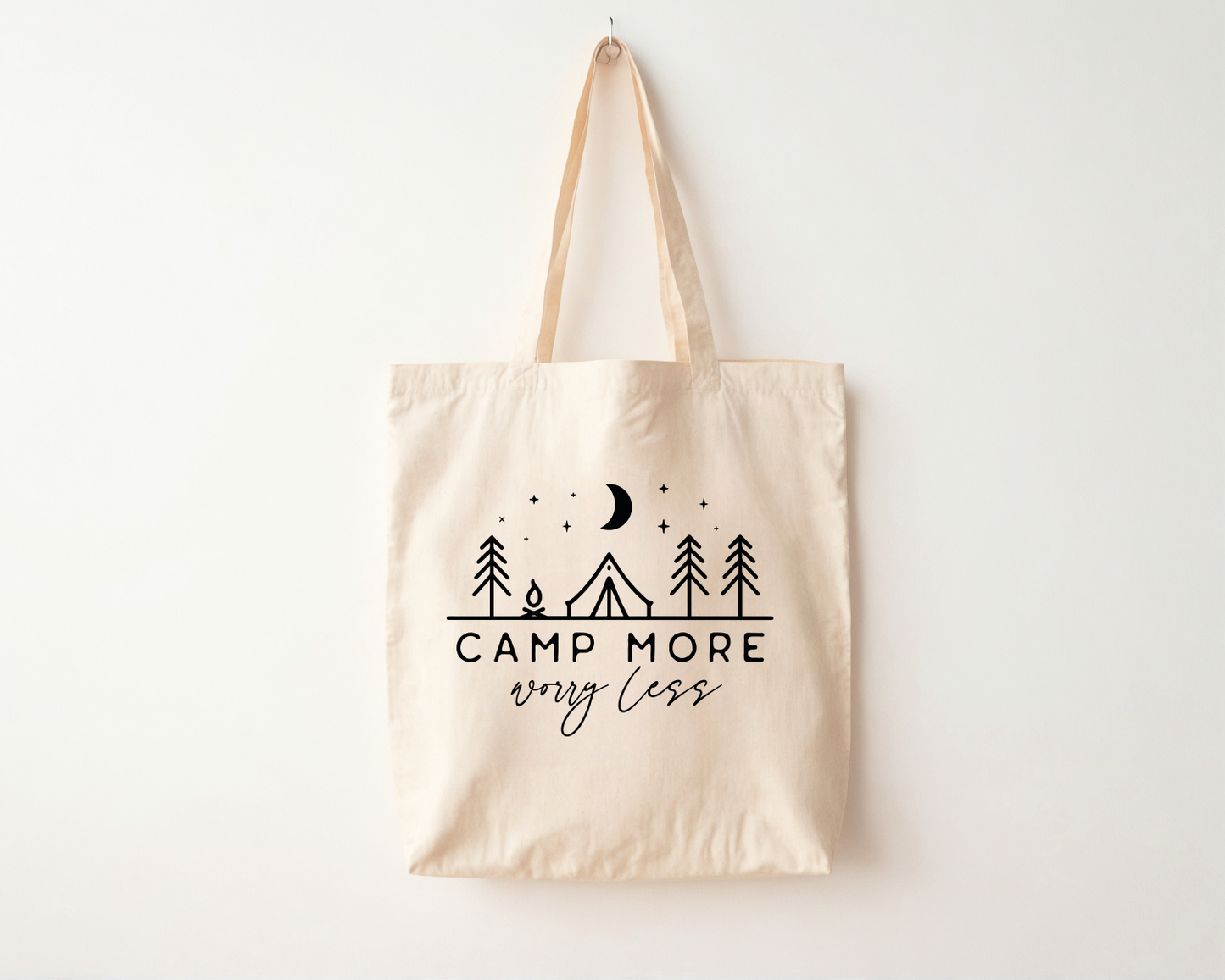 Camp More Worry Less - Cotton Canvas Tote Bag