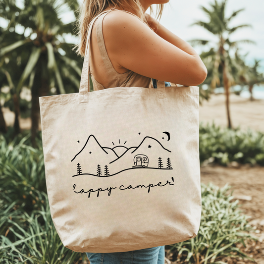 Happy Camper - Cotton Canvas Tote Bag