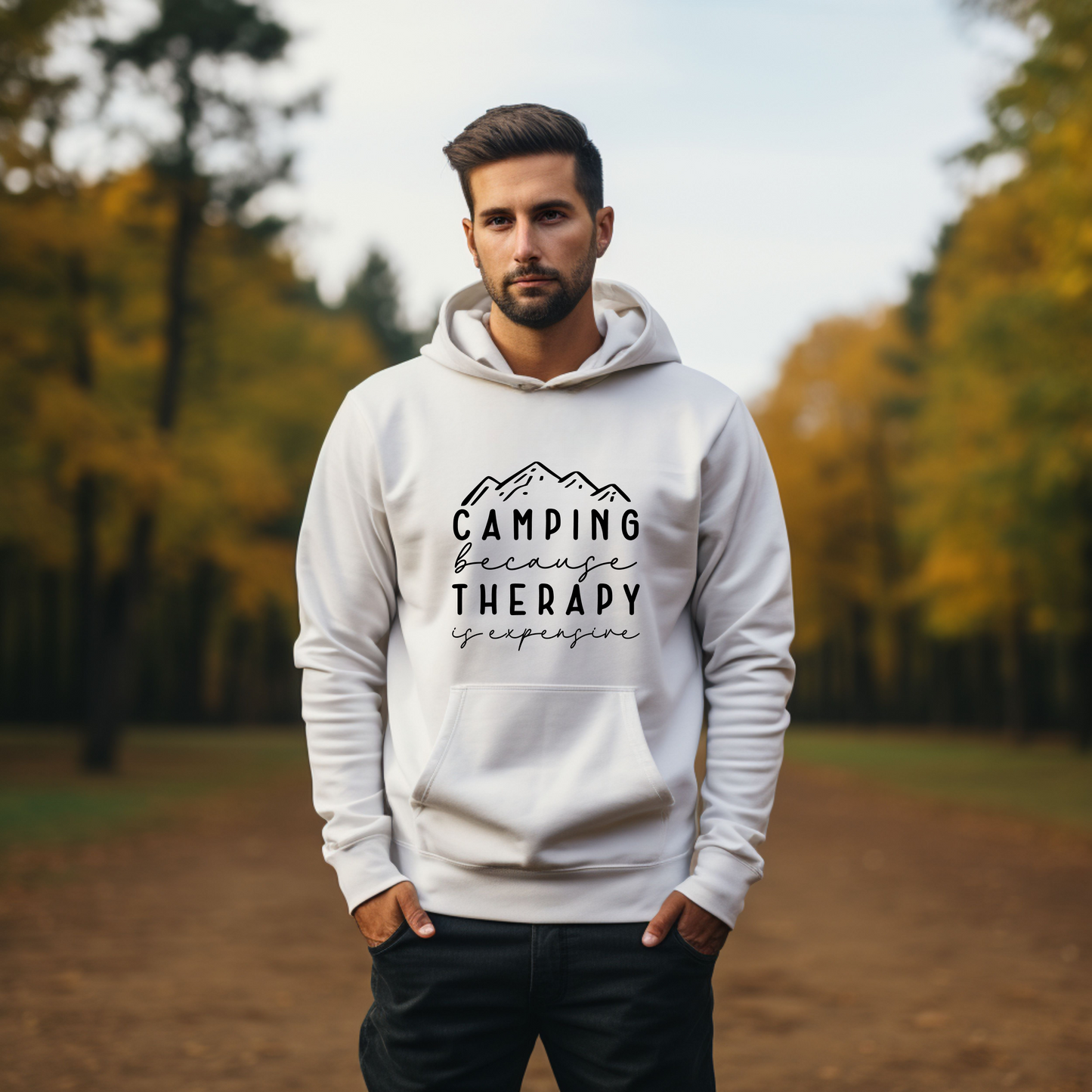 Camping Because Therapy Expensive - Unisex Heavy Blend™ Hooded Sweatshirt