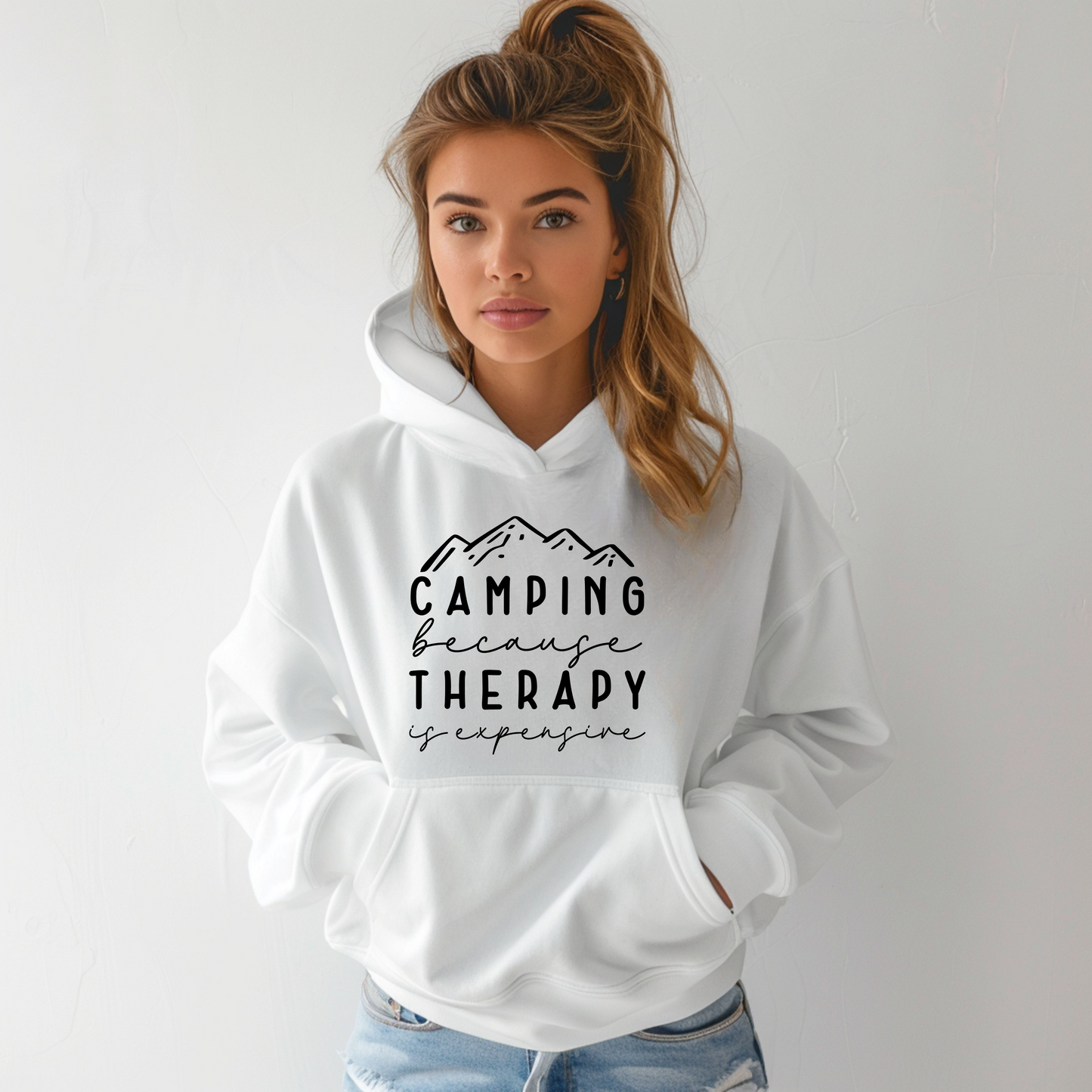 Camping Because Therapy Expensive - Unisex Heavy Blend™ Hooded Sweatshirt