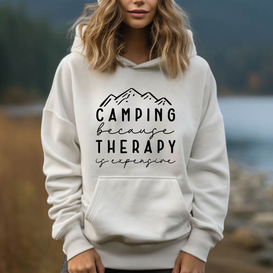 Camping Because Therapy Expensive - Unisex Heavy Blend™ Hooded Sweatshirt