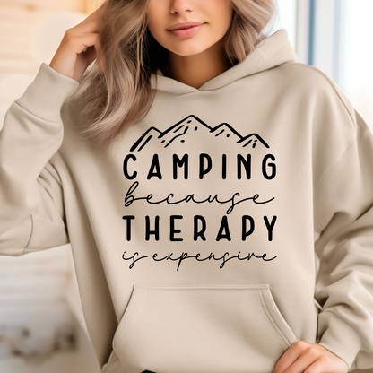 Camping Because Therapy Expensive - Unisex Heavy Blend™ Hooded Sweatshirt