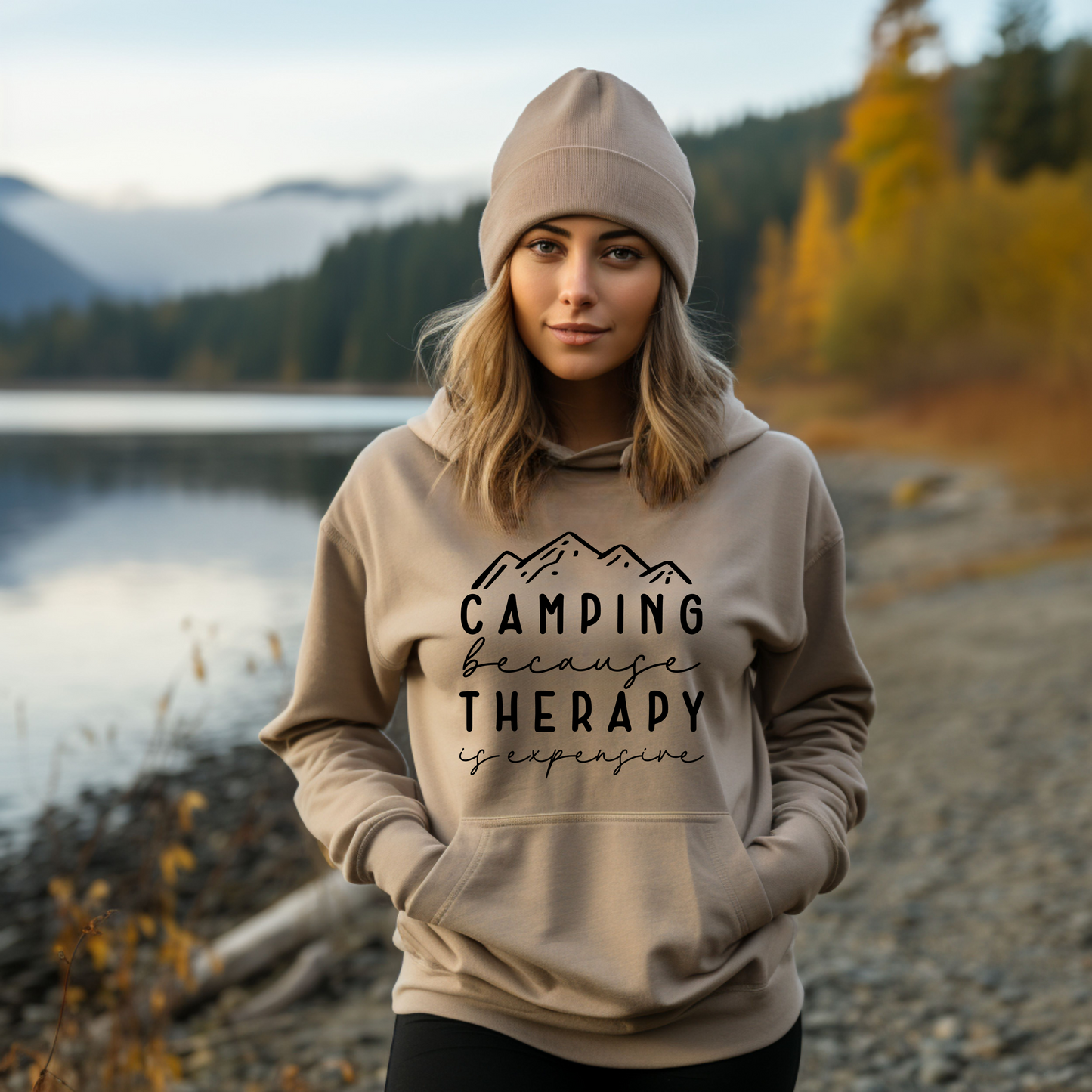 Camping Because Therapy Expensive - Unisex Heavy Blend™ Hooded Sweatshirt