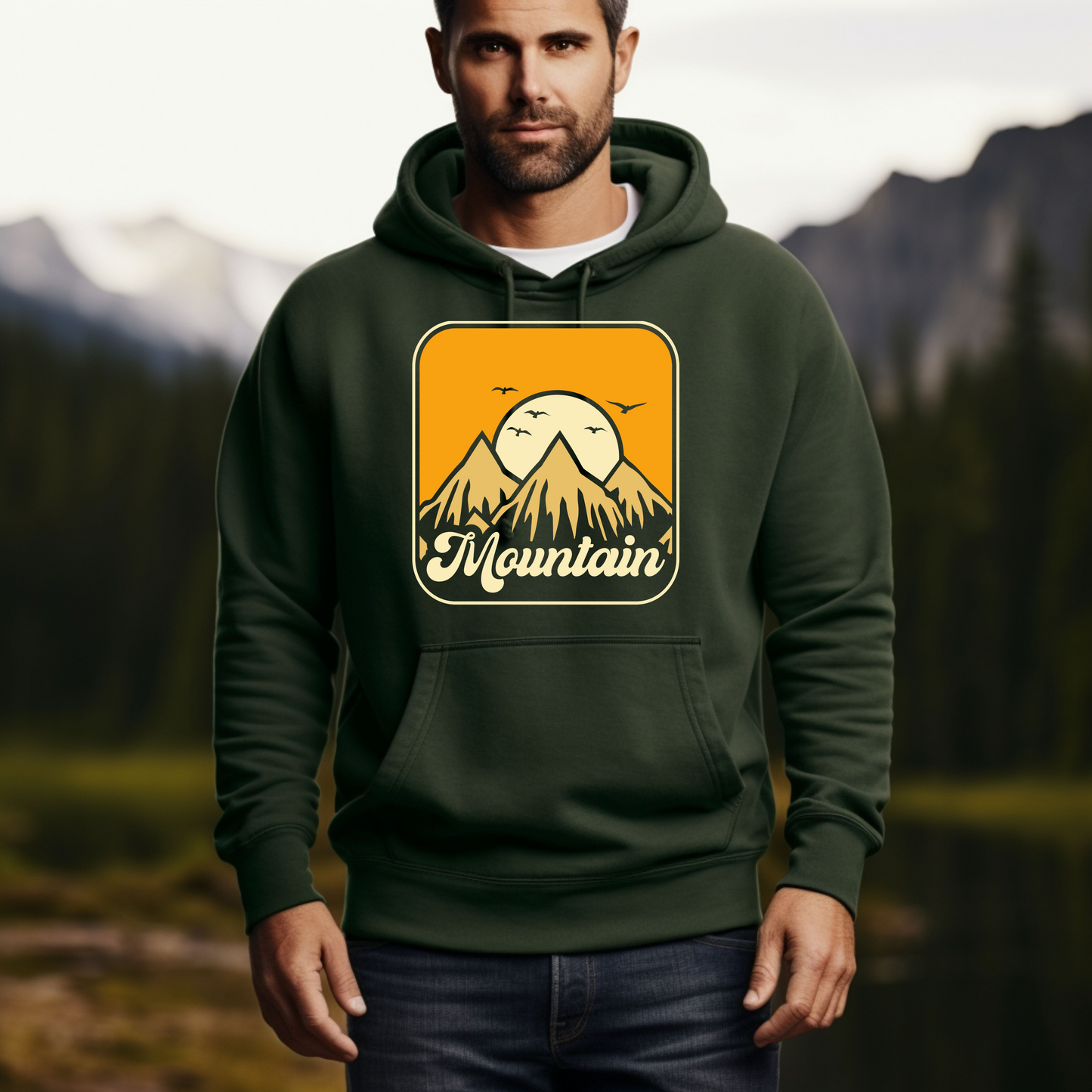 Retro Mountain Sun Set - Unisex Heavy Blend™ Hooded Sweatshirt