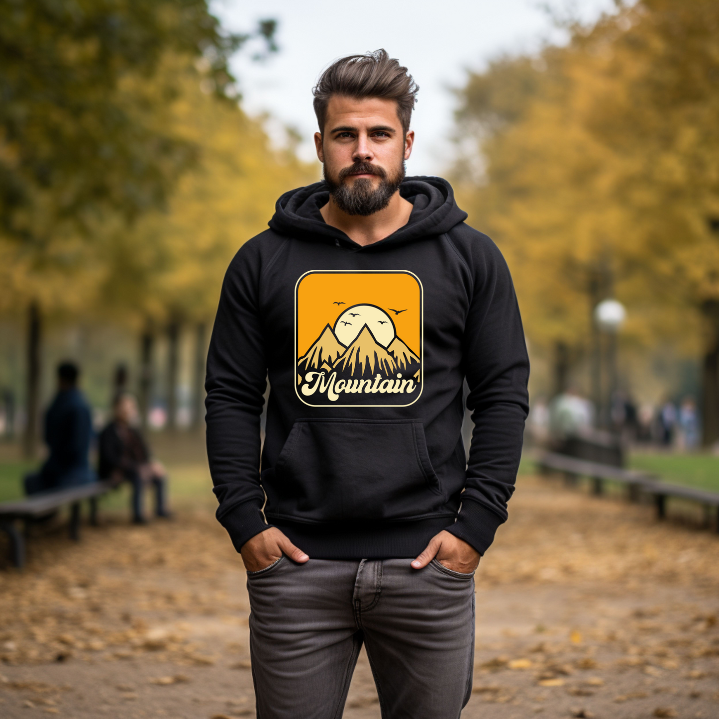 Retro Mountain Sun Set - Unisex Heavy Blend™ Hooded Sweatshirt