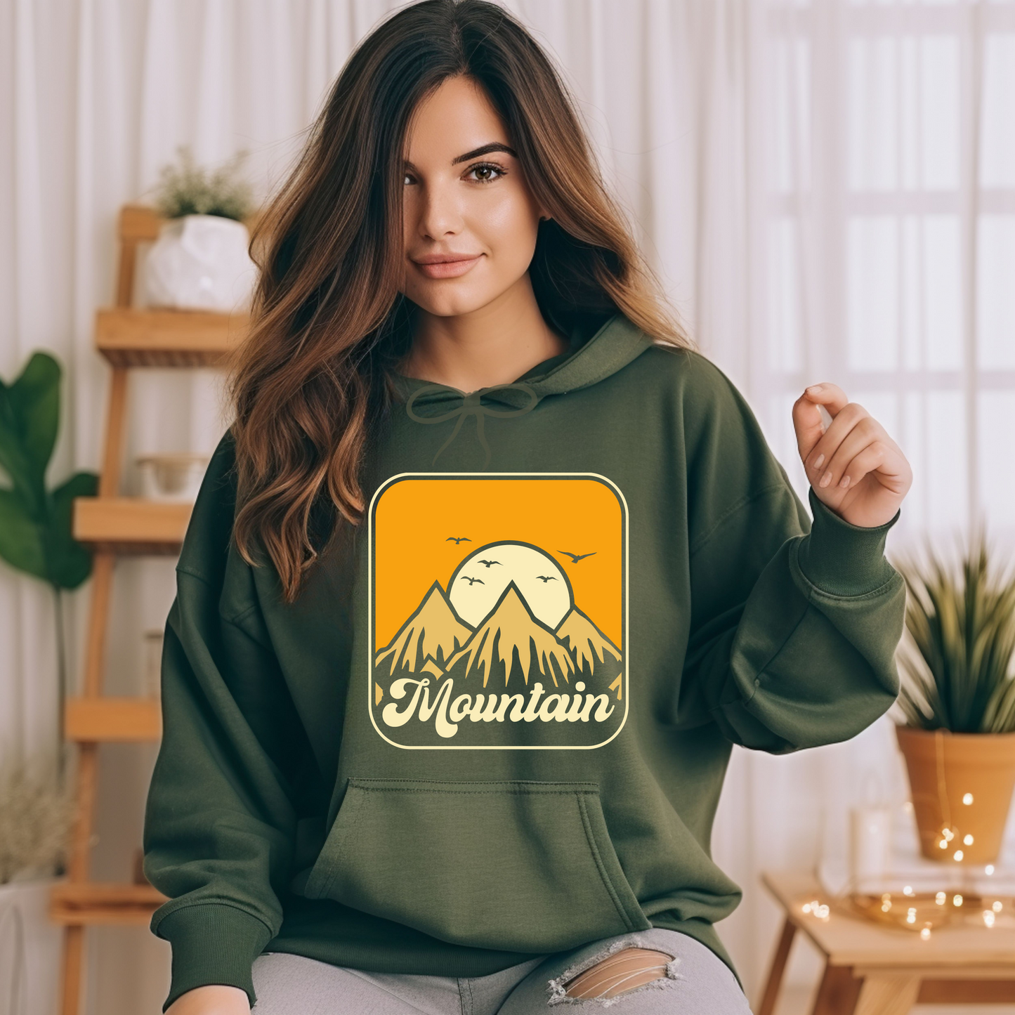 Retro Mountain Sun Set - Unisex Heavy Blend™ Hooded Sweatshirt